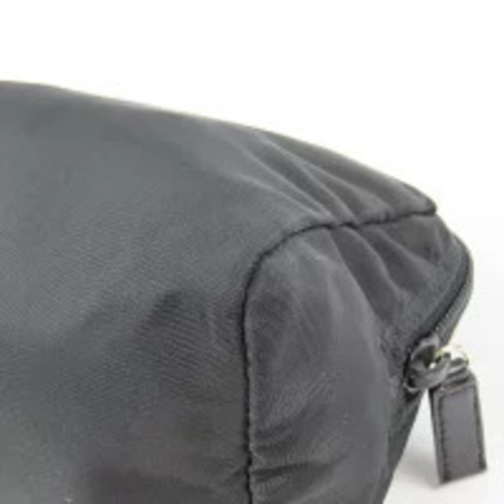 Prada Clutch Clutch Cosmetic Makeup Black Triangle Multi View 5